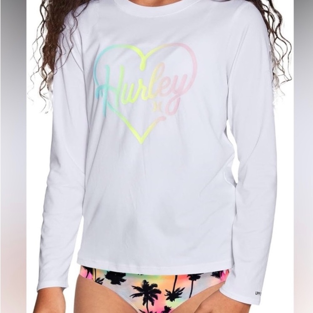 🩵NWT🩵 SWIM SHIRT by HURLEY GIRLS LONG SLEEVE DRI-FIT UPF 50+ SIZE 5/6